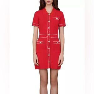 Maje Ross Knit Shirt Dress
